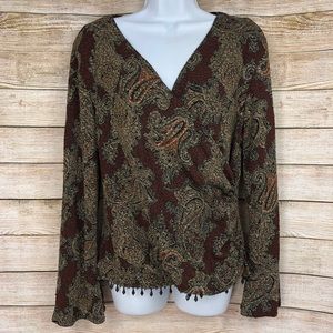 Metaphor Top Surplice Neckline Sz XL Beads&Lurex